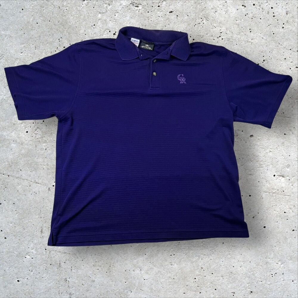 Colorado Rockies Antigua Polo Shirt Men's 2XL MLB Purple Performance Fabric